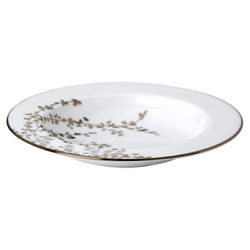 kate spade new york Gardener St Platinum Bone China Pasta Bowl, Silver/ White